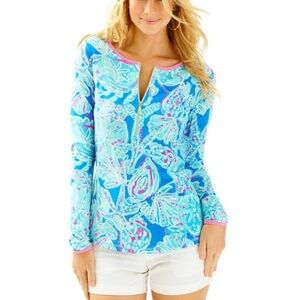 Lilly Pulitzer Luxletic Sydney Sunguard Deep Bay Blue Into the Deep Medium NWOT